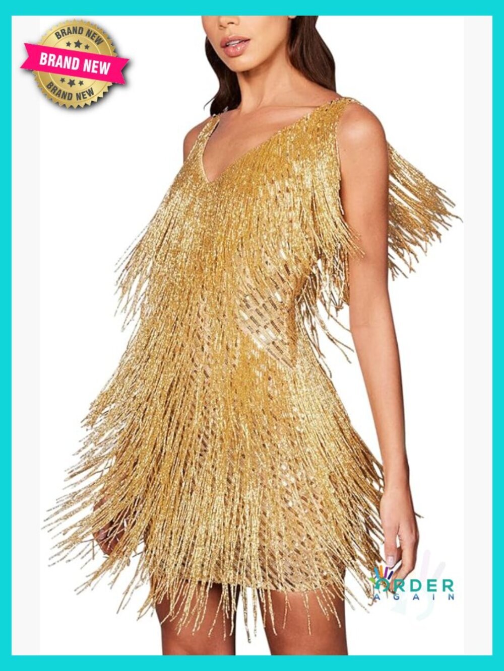1920s Gatsby Flapper Dress with All-Over Fringe - Mini Cocktail Party Dress